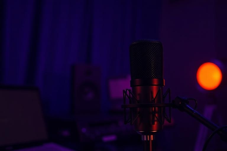 Branded microphone setup representing podcast sponsorship